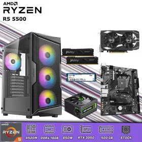 CPU Gamer Ryzen 5 5500 | 16GB RAM | 500GB M.2 | RTX 3050 6GB