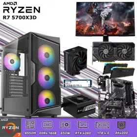 PC Gamer Ryzen 7 5700X3D | 16GB DDR4 | 1 TB 4.0 | RTX 4060 | Monitor 24 165Hz