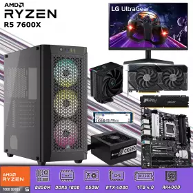 PC Gamer Ryzen 5 7600X | 16GB DDR5 | 1 TB 4.0 | RTX 4060 | Monitor 24 144Hz