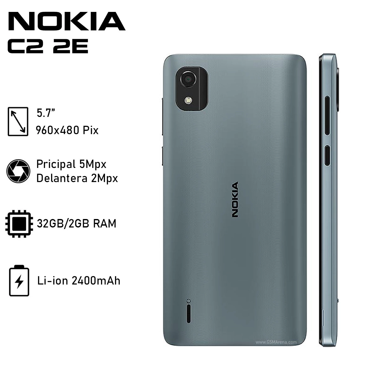 Smartphone Nokia C2 2E: Procesador Quad-Core (hasta 1.5 GHz