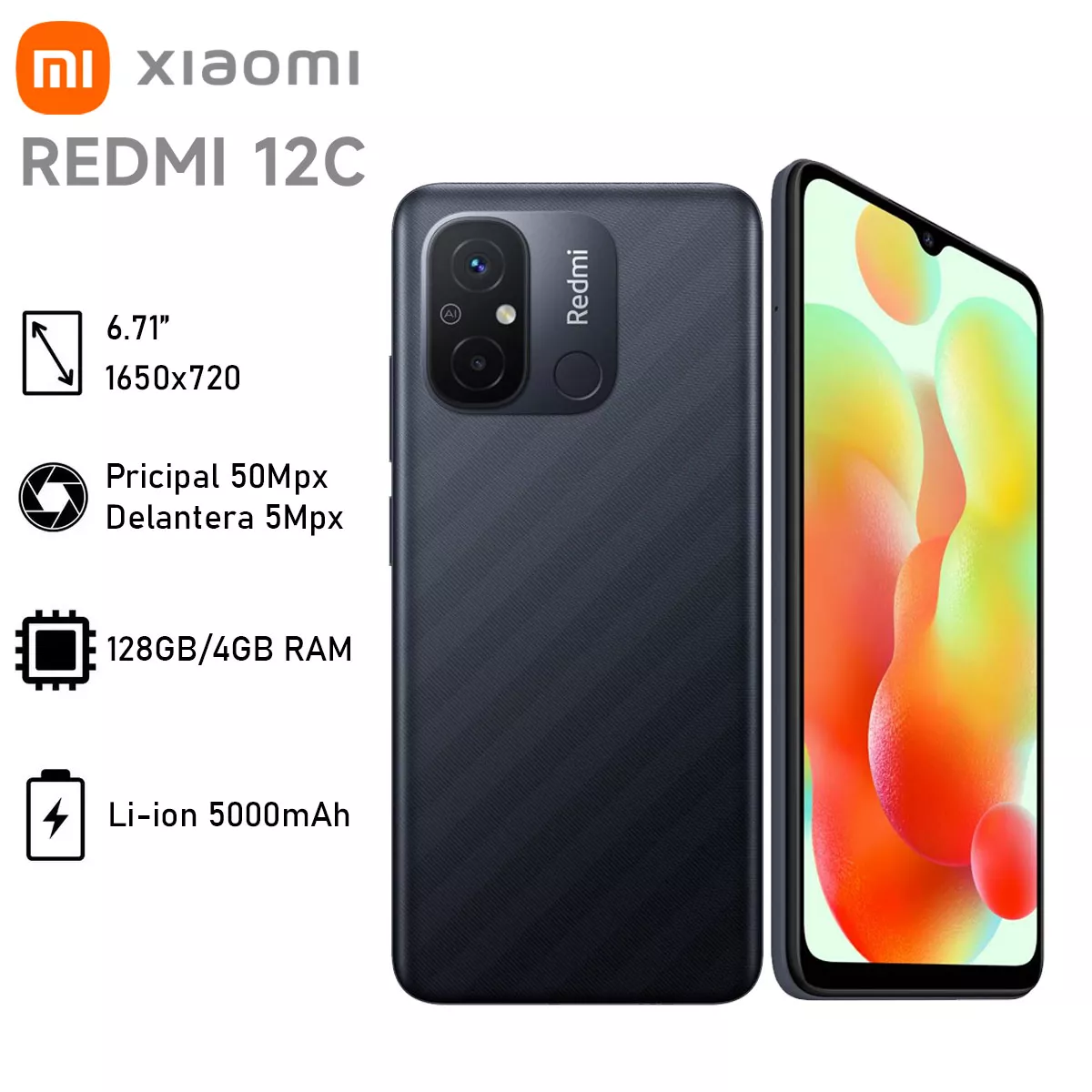 Móvil - XIAOMI Redmi 12C, Negro, 64 GB, 3 GB RAM, 6,71 , HD+ Dot Drop  display, MediaTek Helio G85, 5000 mAh, Android