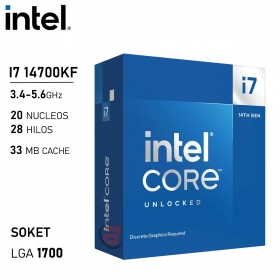Procesador Intel Core i7 14700KF 3.4GHz 20 Núcleos 28 Hilos LGA1700 14va