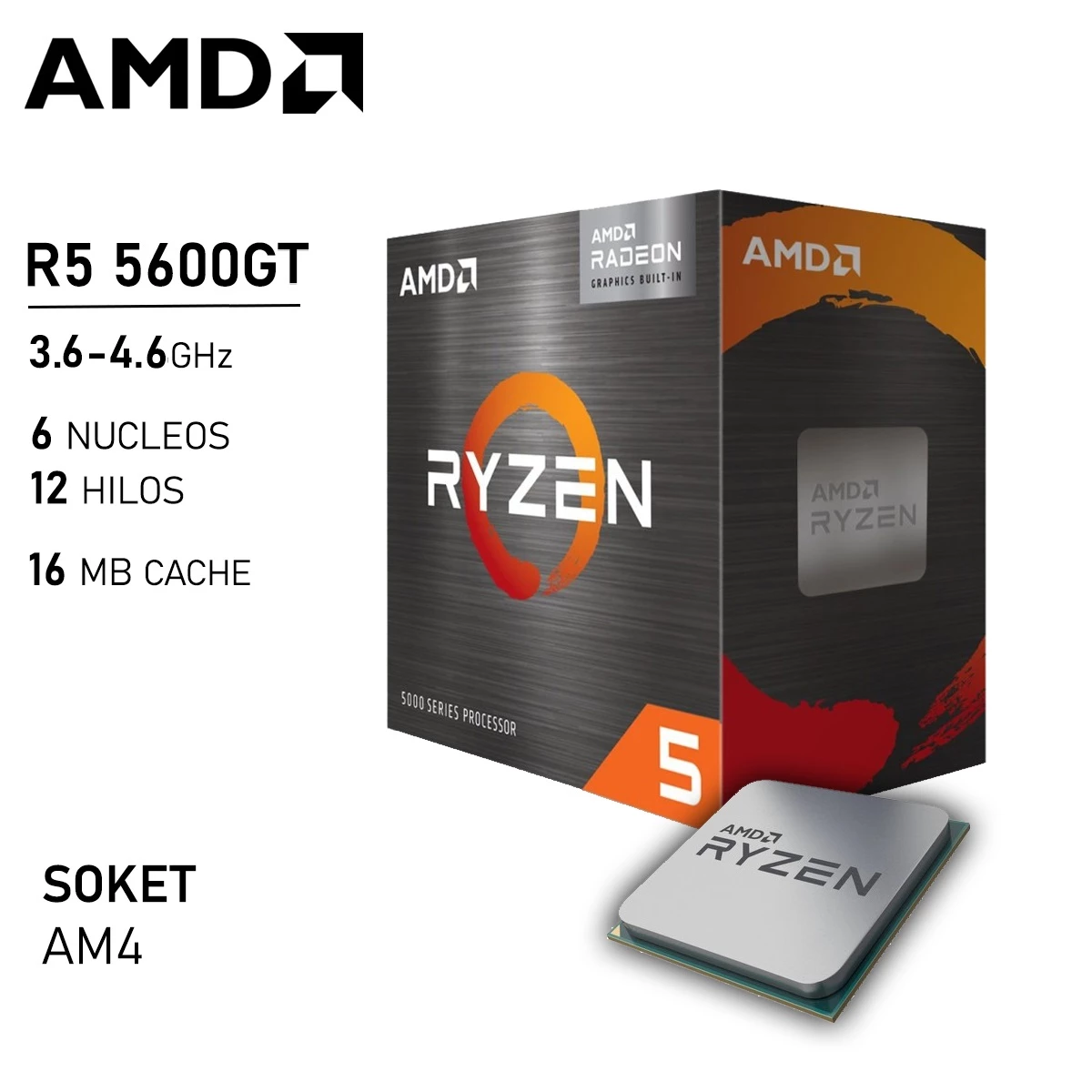 Procesador AMD Ryzen 5 5600GT 3.6GHz 6 N cleos 12 Hilos AM4