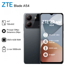 Teléfono Celular ZTE Blade A54 4GB 128GB 4G-Lte 6.6 Gris