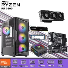 CPU Gamer Ryzen 5 7600 | 16GB DDR5 | 1TB M.2 | RX 7600