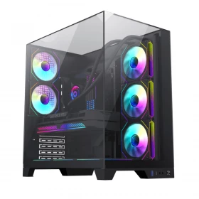 Case Gamemax Infinity Plus Vidrio templado frontal y lateral. 5 Ventiladores Negro
