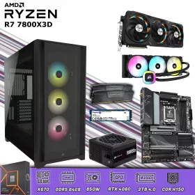 CPU Gamer Ryzen 7 7800XD | 64GB DDR5 | 2TB 4.0 | RTX 4080